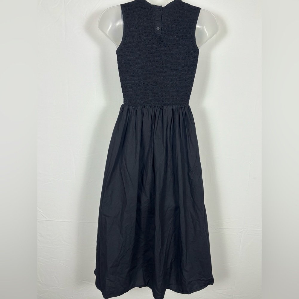 French Connection Midi Dress Smocked Black Size 2 - Picture 6 of 10